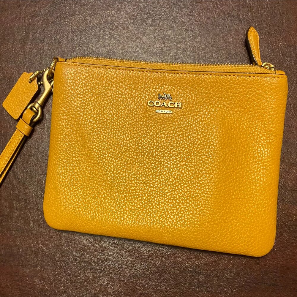 Coach Large Corner Zip Wristlet Gold,  100% goes to Ron Davis Autism Foundation